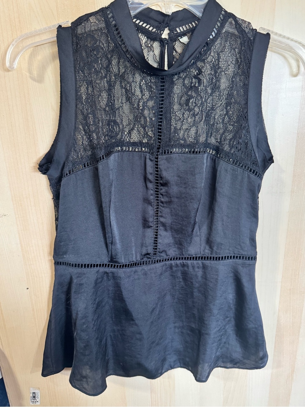 Zara Black Lace-Inset Sleeveless Peplum Top Vintage